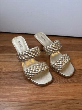 Michael Kors Amelia Mule, Metallic Faux Leather, Sz 8, NWB